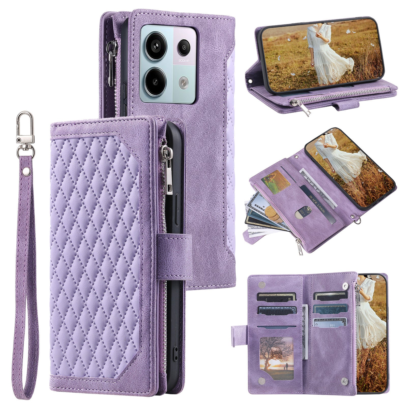 For Xiaomi Redmi Note 13 Pro 5G / Poco X6 5G Case Zipper Leather Phone Cover with Wallet For Xiaomi Redmi Note 13 Pro 5G / Poco X6 5G Case Zipper Leather Phone Cover with Wallet